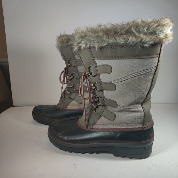 Khombu Womens North Star Waterproof Winter Boots Tan Sz 9, Leather, Fur inside. - Picture 9 of 10